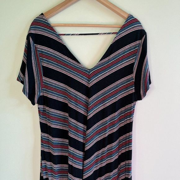 TORRID BLACK STRIPE JERSEY‎ KNIT STRIPED SWING DRESS MIDI WOMENS SIZE 2 2… - Picture 9 of 9